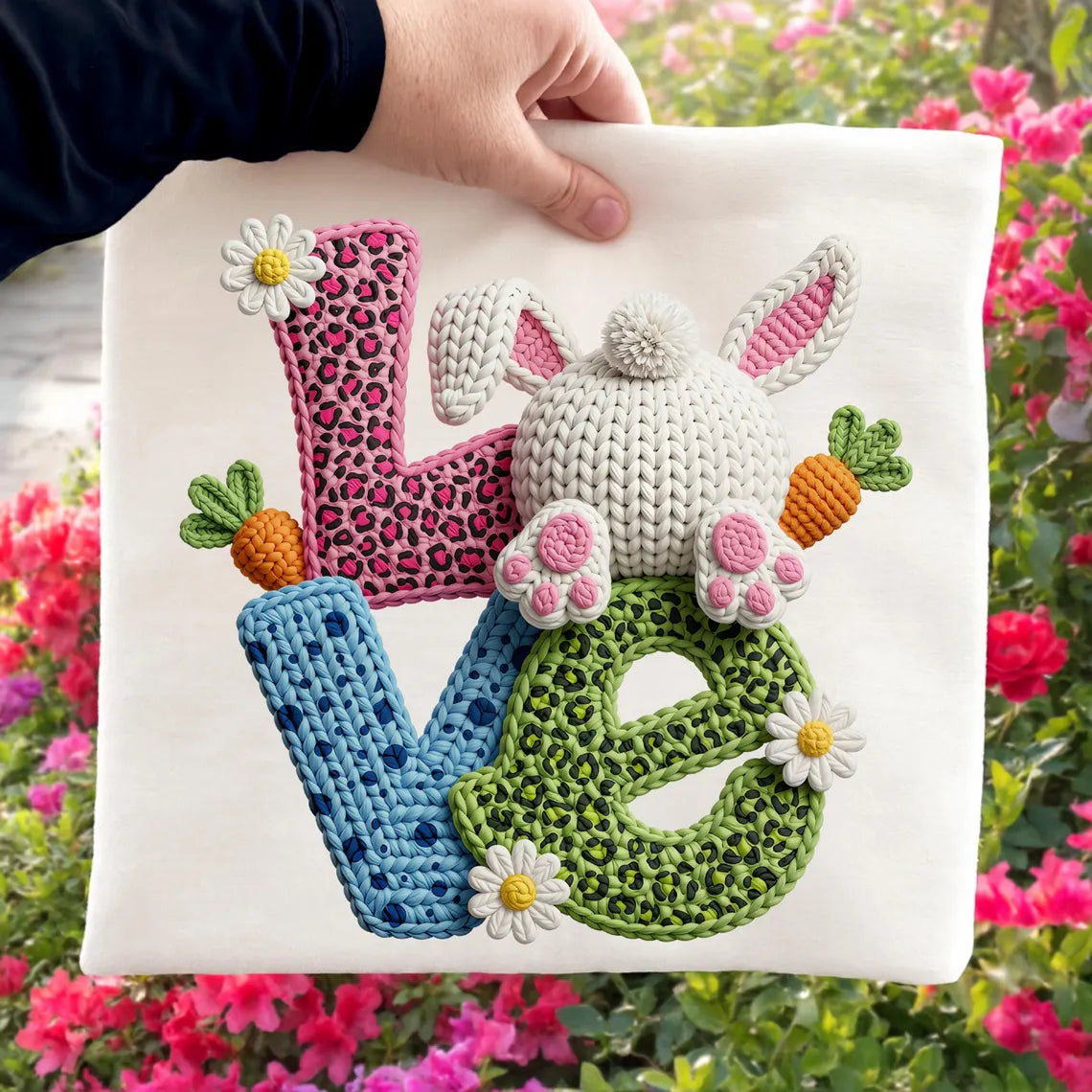 LOVE Bunny Faux Embroidery DTF Graphic Tee
