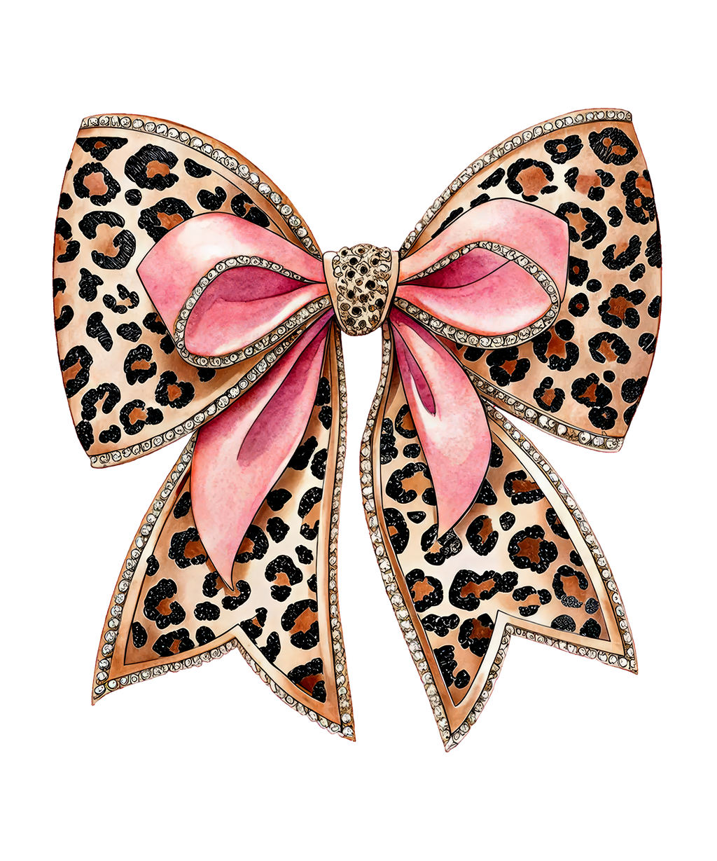 Leopard and pink ribbon bow