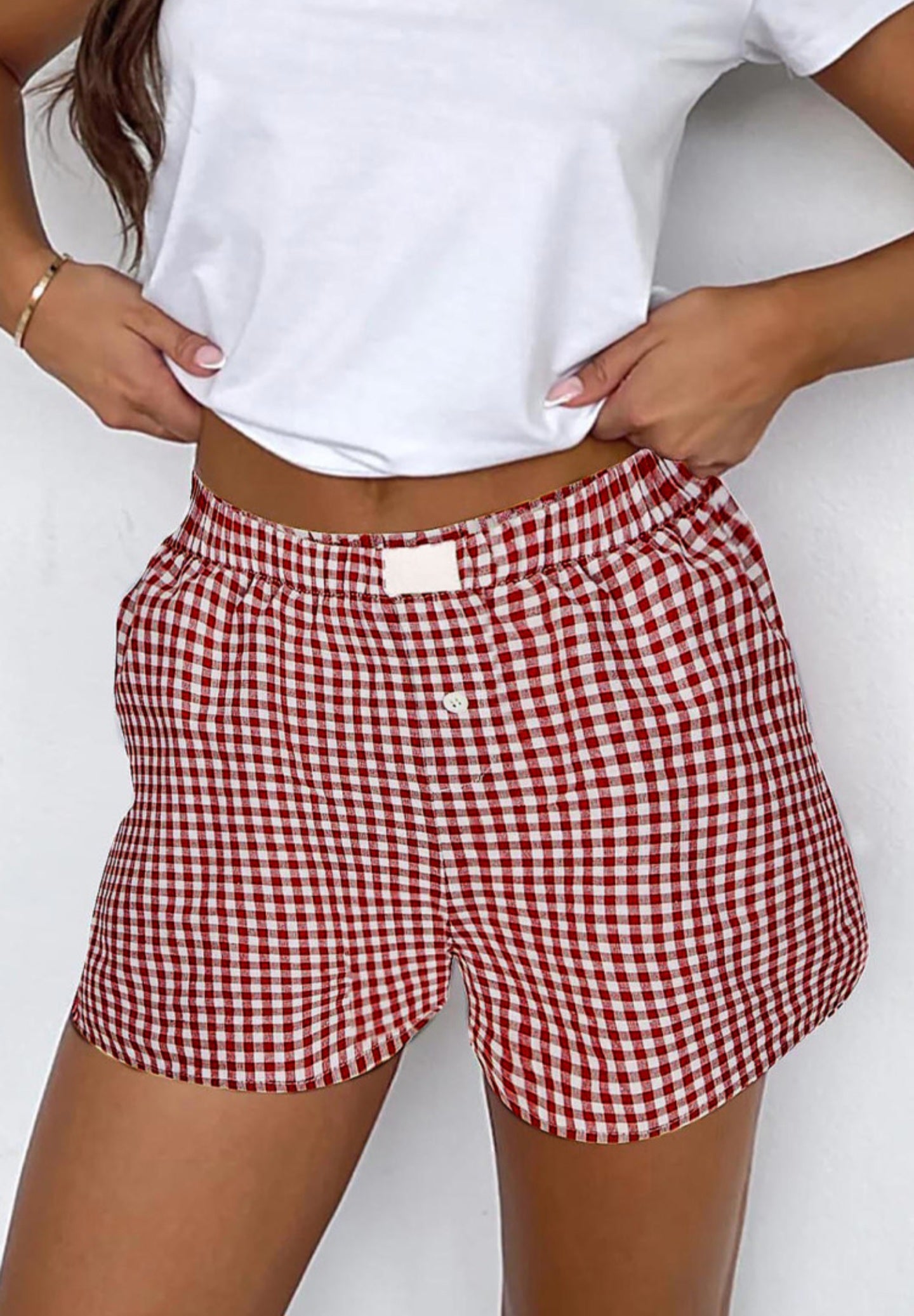 Gingham Dreams Lounge Shorts [RED]