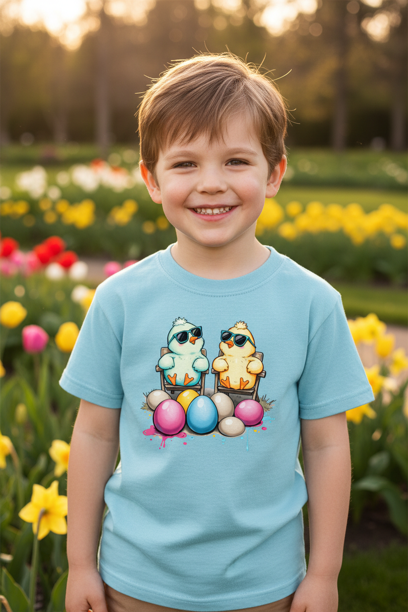 Cool Chicks Easter Tee - Light Blue Boy