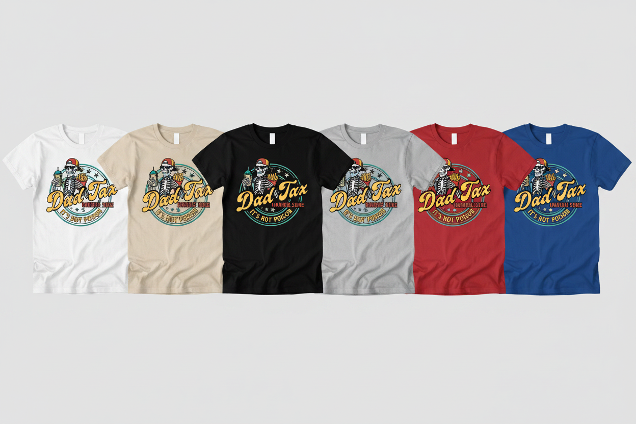 Dad Tax — Multi-Color Shirt Mockup