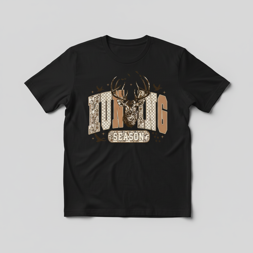 Hunting Season Design on Black T-Shirt