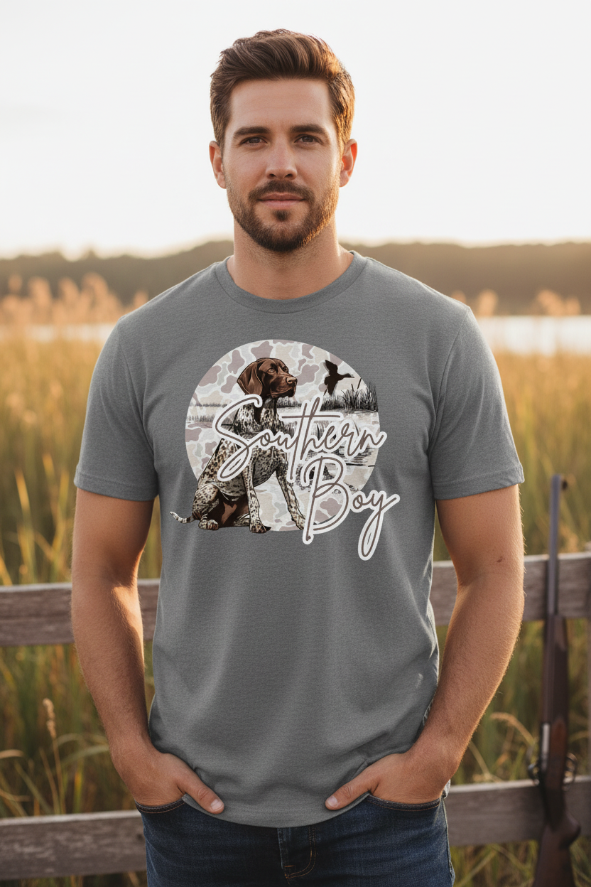 Man wearing Southern Boy Gray T-Shirt