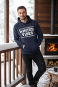Man wearing Winter Vibes Navy Hoodie