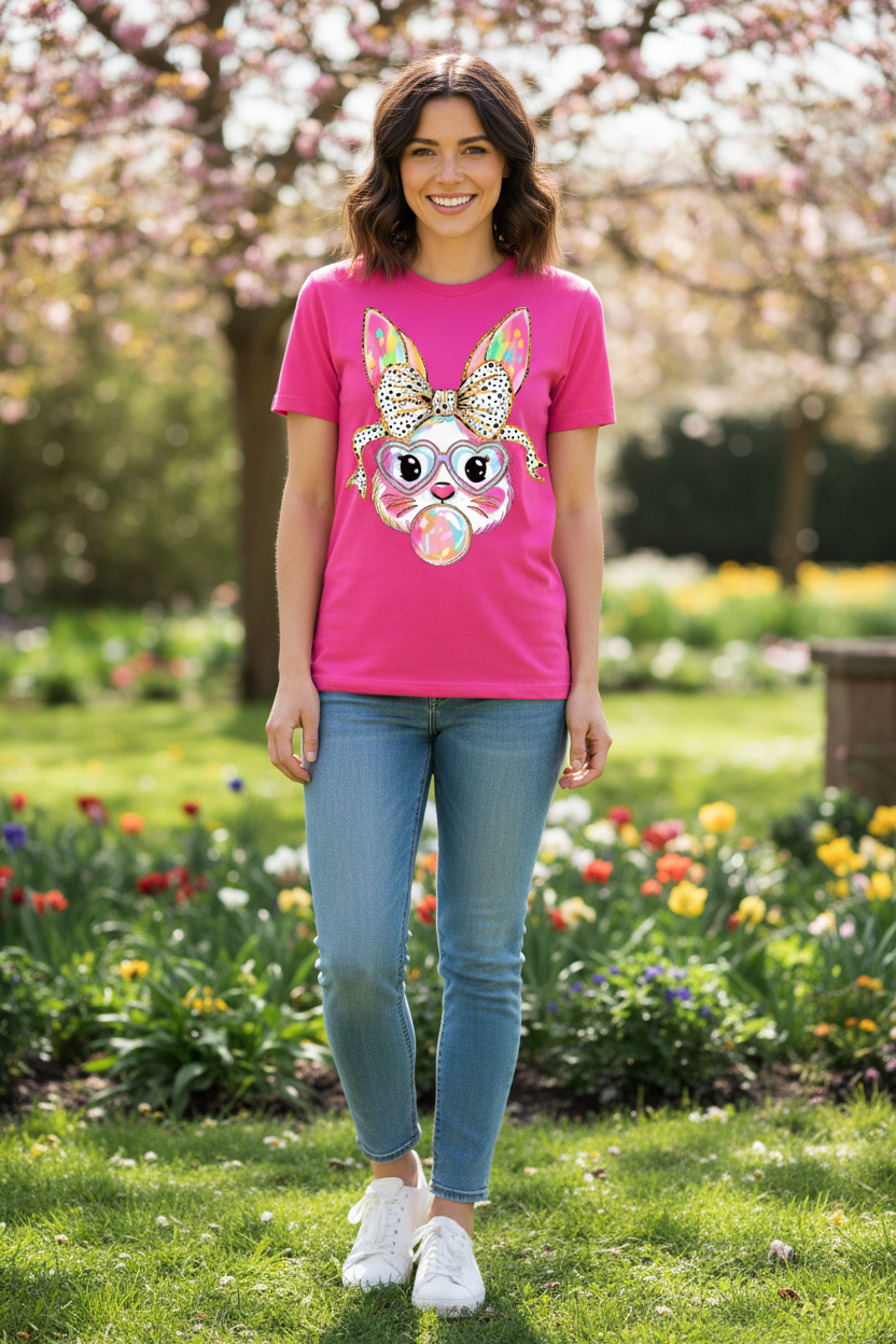 Sassy Bunny Hot Pink Tee Lifestyle