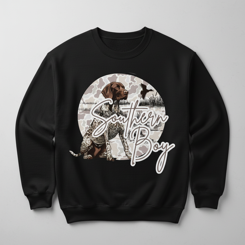 Southern Boy Design on Black Sweatshirt